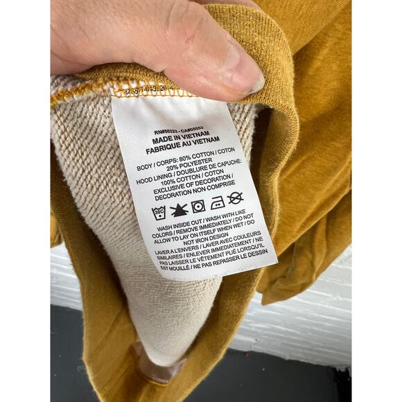 Nike Women's Logo Pullover Hoodie Long Sleeve Mustard Yellow Size Small - Picture 5 of 6